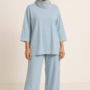 Abaya ensemble Bleu ciel/Noir