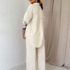 Ensemble Chemise Et Pantalon En Nid D'abeille Jacquard - Beige
