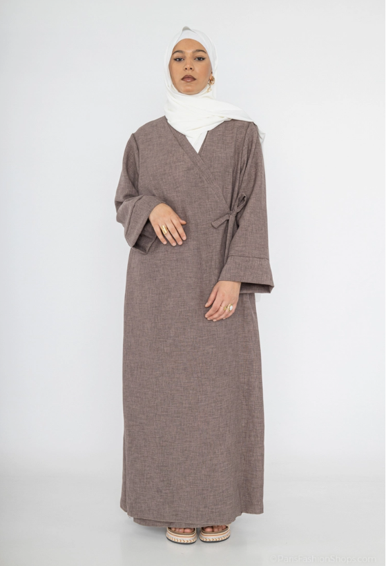 Abaya longue large couleur taupe