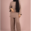 Abaya en Lin Taupe/Marron