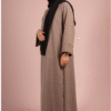 Abaya en Lin Taupe/Marron