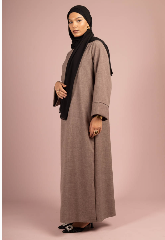 Abaya en Lin Taupe/Marron
