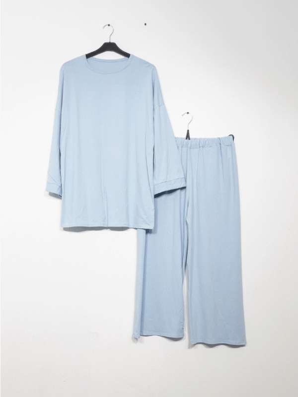 Abaya ensemble Bleu ciel/Noir