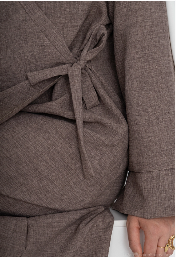 Abaya longue large couleur taupe